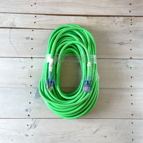 100' 12/3 Green Extension Cord with Lighted End