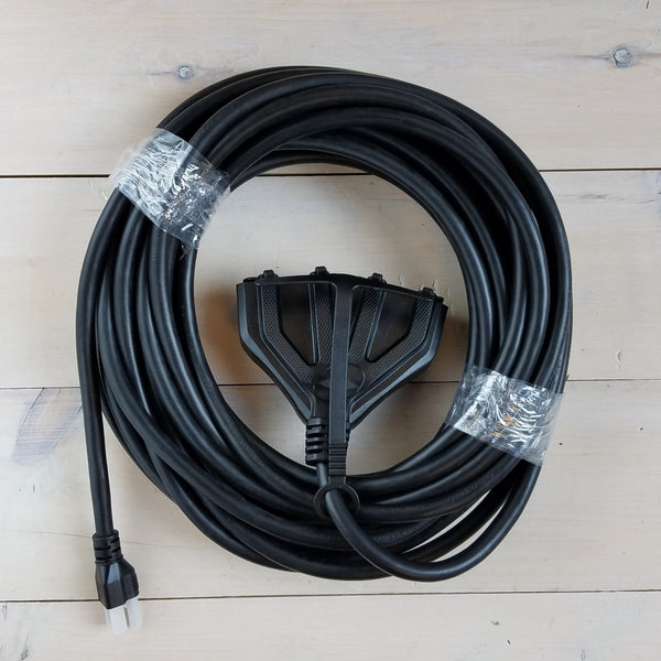 50' 12 Gauge Black Extension Cord with Quadruple Outlet