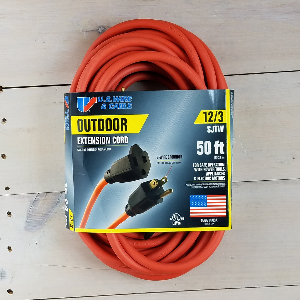 50' 12/3 SJTW Orange Extension Cord - USA
