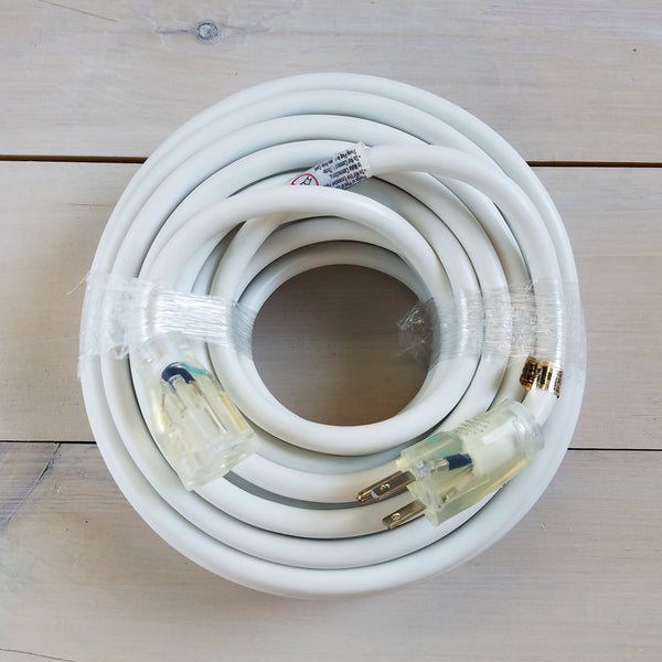 50' 12/3 SJTW White Extension Cord w Lighted End