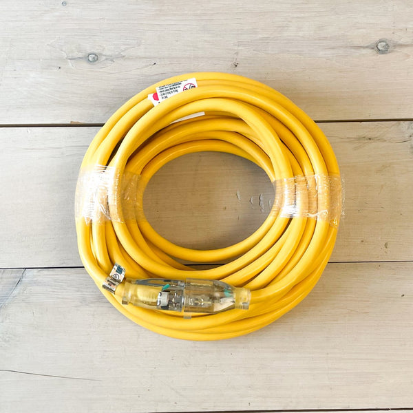 50' 12/3 Yellow Extension Cord with Lighted End