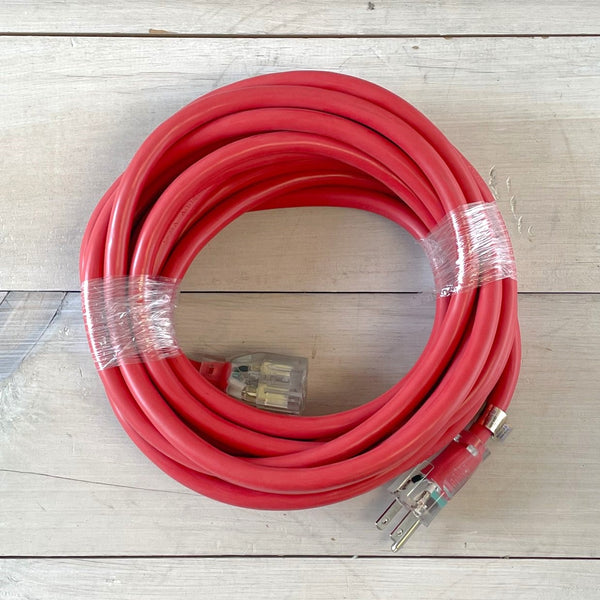 25' 12/3 Red Extension Cord with Lighted End
