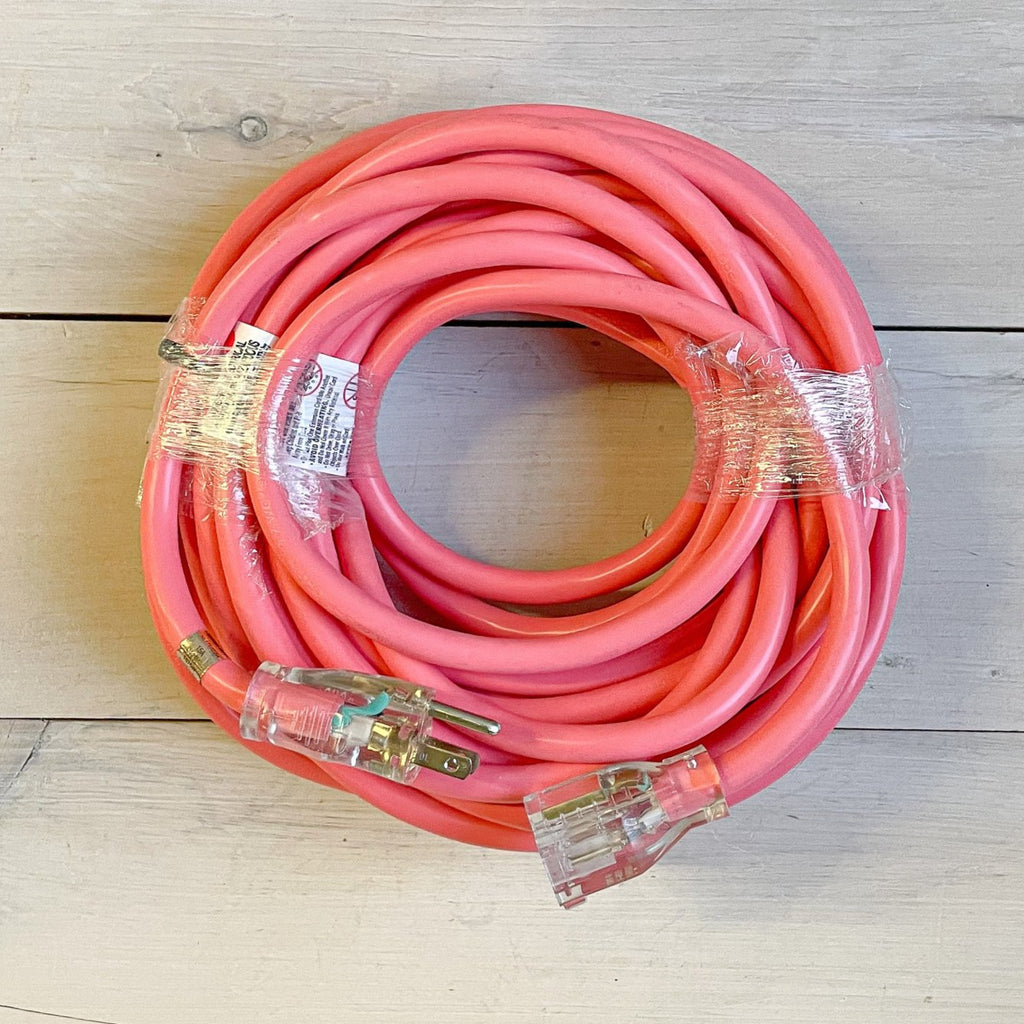 50' 12/3 Pink Extension Cord with Lighted End