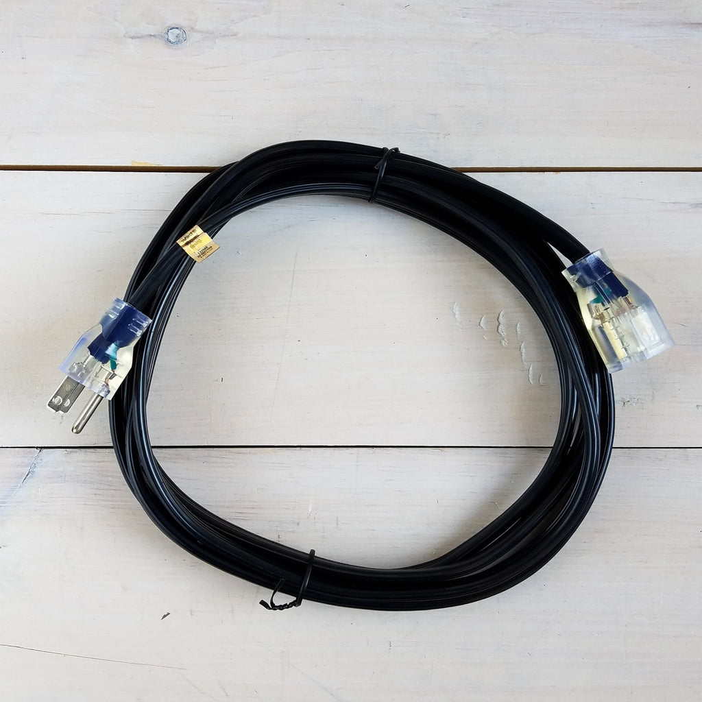 10' 14/3 Black Flat Extension Cord with Lighted End