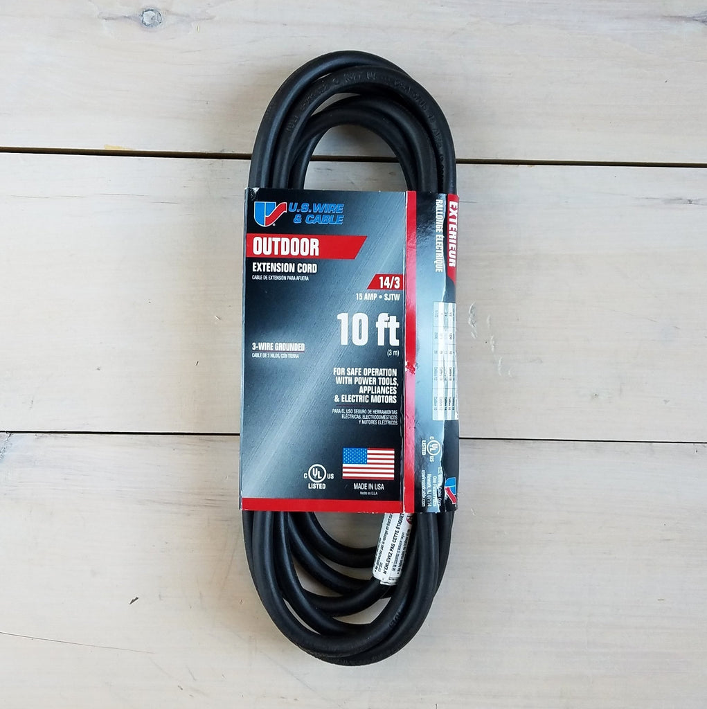 10' 14/3 SJTW Black Extension Cord - USA