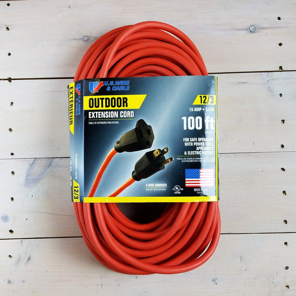 100' 12/3 SJTW Orange Extension Cord - USA