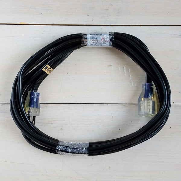 15' 14/3 Black Flat Extension Cord with Lighted End