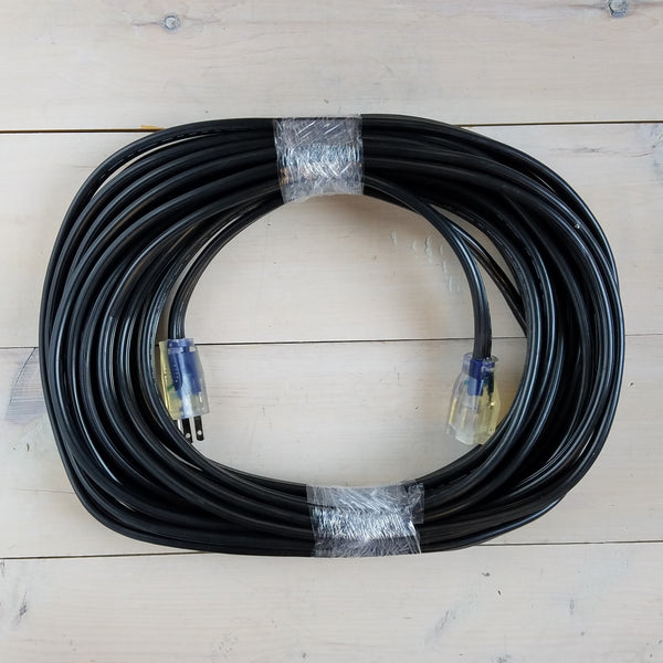 50' 12/3 Black Flat Extension Cord with Lighted End