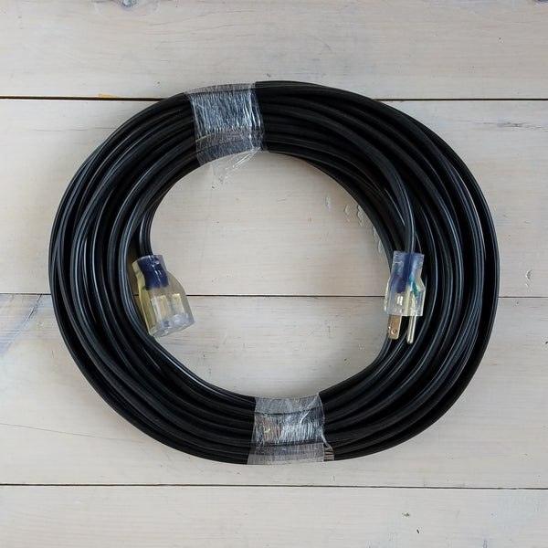 50' 14/3 Black Flat Extension Cord with Lighted End