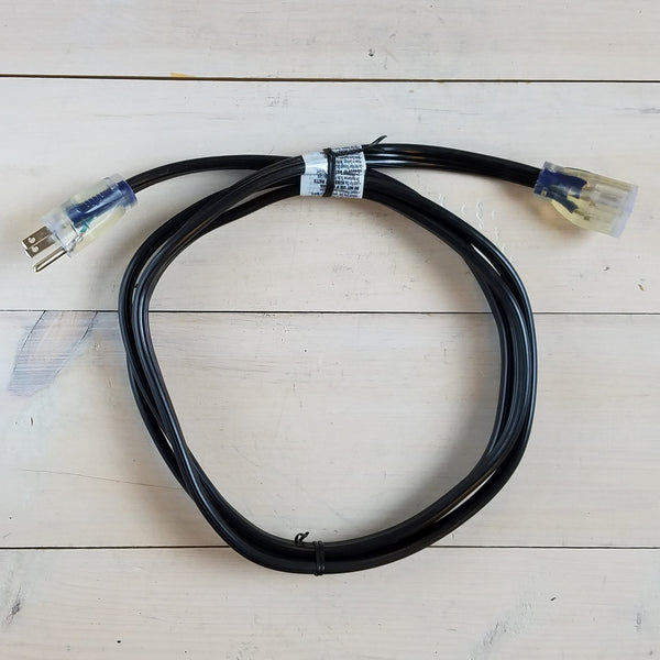 8' 12/3 Black Flat Extension Cord with Lighted End