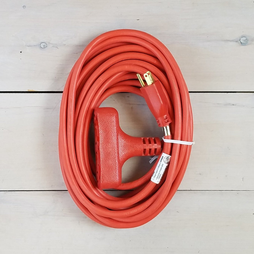 25' 14 Gauge Orange Extension Cord with Triple Outlet