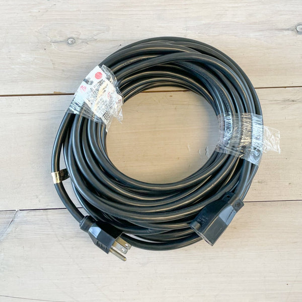 50' 14/3 SJTW Black Extension Cord with Single Outlet
