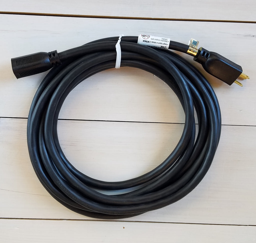 15' 12/3 SJTW Black Extension Cord with Single Outlet