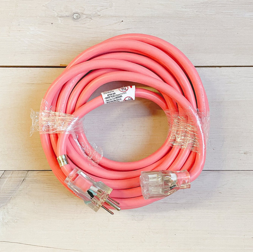 25' 12/3 Fluorescent Pink Extension Cord with Lighted End