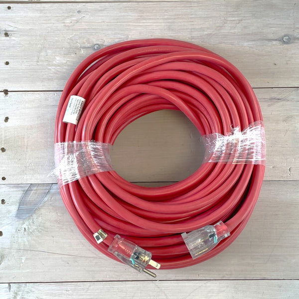 100' 12/3 Red Extension Cord with Lighted End